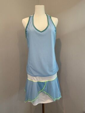Lucky in Love Light Blue Tennis Dress with Neon Trim